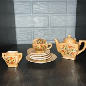 Vintage Children's Lusterware 10-Piece Tea Set Made in Japan Floral Design